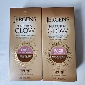 Jergens Natural Glow Face Moisturizer Medium to Deep SPF 20 Lot Of 2 Exp 11/2024